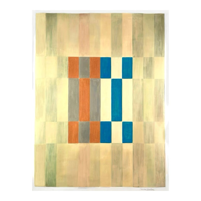 Mixed Media Grid Paint With Yellow For Sale