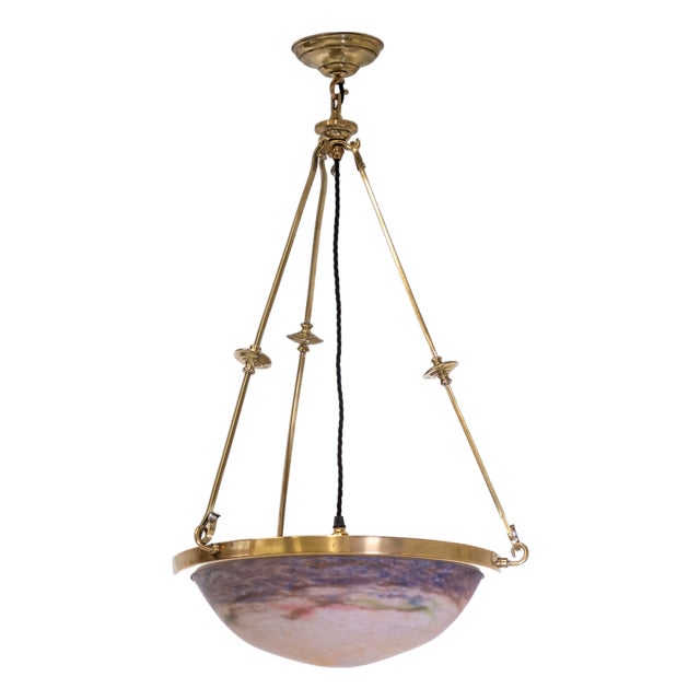 Art Deco Lunéville Pat De Verre Ceiling Light by Muller Frères, 1925 For Sale