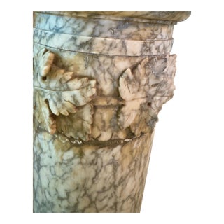 19th C Italian Neo-Classical Carrera Marble Column Grape Motif For Sale