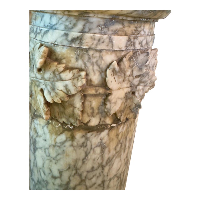 19th C Italian Neo-Classical Carrera Marble Column Grape Motif For Sale