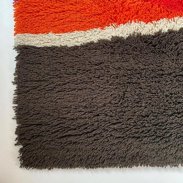 Plastic Vintage Dutch Colorful Stripes Panton Style High Pile Rug by Desso, 1970s For Sale - Image 7 of 18