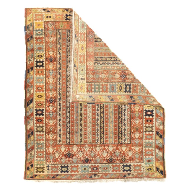 Late 18th Century Late 18th Century Antique Turkish Milas Rug 3'9'' x 4'6'' For Sale - Image 5 of 12