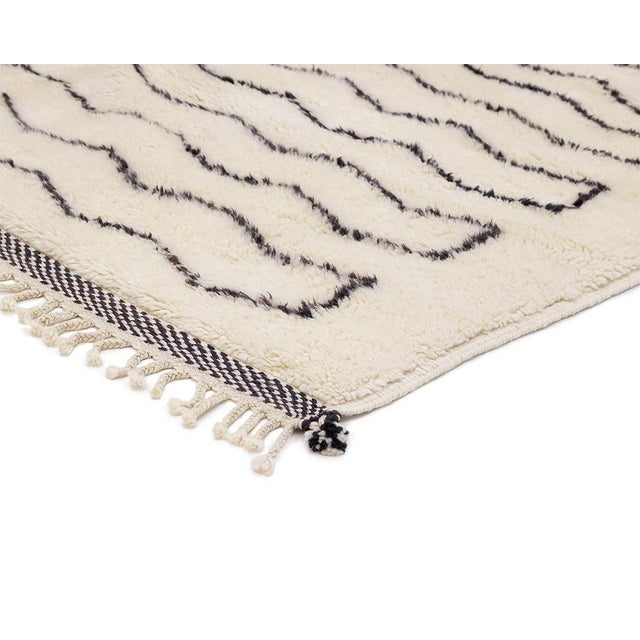 Textile Chevron Stripe Hand-Knotted Moroccan Wool Rug | 9'7" X 6'8" | One of a Kind For Sale - Image 7 of 13