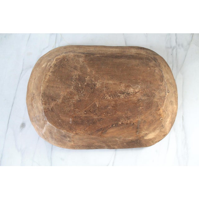 Early 20th Century Antique Rustic Hand Carved Wood Dough Bowl For Sale - Image 5 of 7