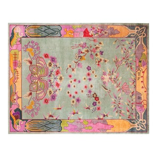 1920s Vintage Chinese Art Deco Rug - 9′ × 11′9″ For Sale