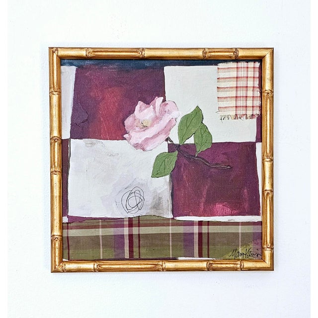A ROSE IS A ROSE is an original impressionistic painting in the style of Diebenkorn. In addition, it contains silk...