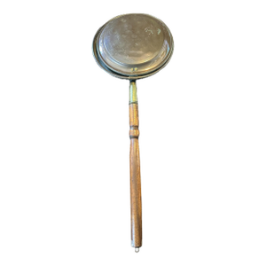 Antique 19th Century Copper & Brass Bed Warmer With Turned Wood Handle