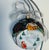 Vintage Jumbo European handpainted Christmas ornament with winter scene on a bronze background..