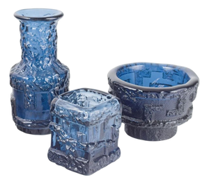 Ice Glass Vases by Göte Augustsson for Ruda Glasbruk, 1970s, Set of 3