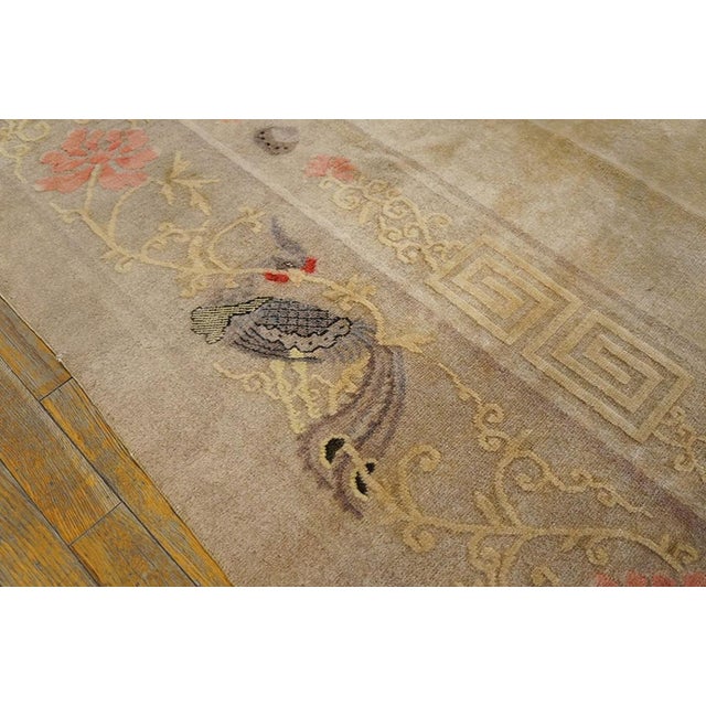 Astonishing Sand Background Color With Allover-Floral Design Antique Chinese Peking Rug For Sale - Image 4 of 4