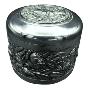 Antique Art Nouveau Cherub Armorini Sterling Silver Jewelry Box M & B Derby 1895