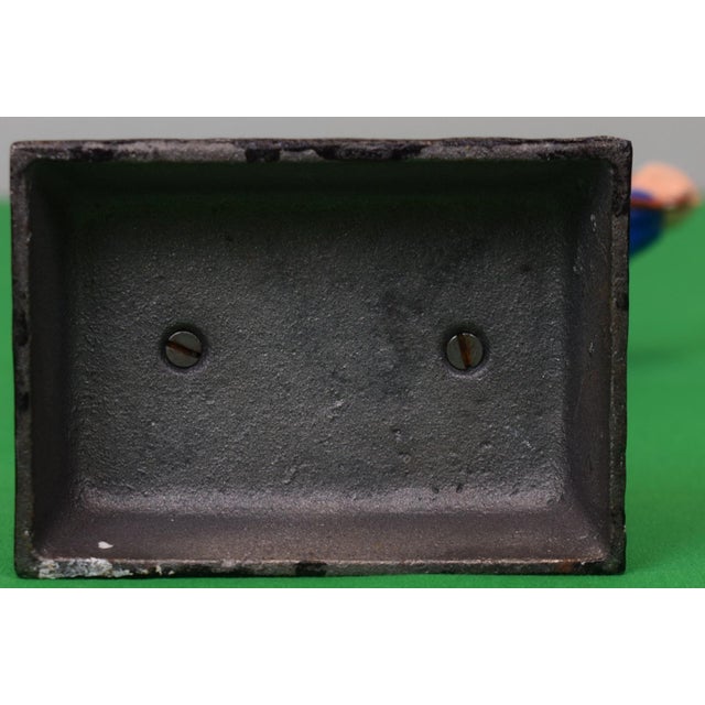 Mid 20th Century "21" Club Style Cast Iron Jockey Figurine- Blue For Sale - Image 5 of 6