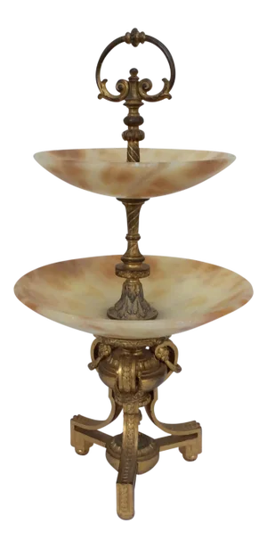 Tiered Alabaster & Gilt Bronze Epergne