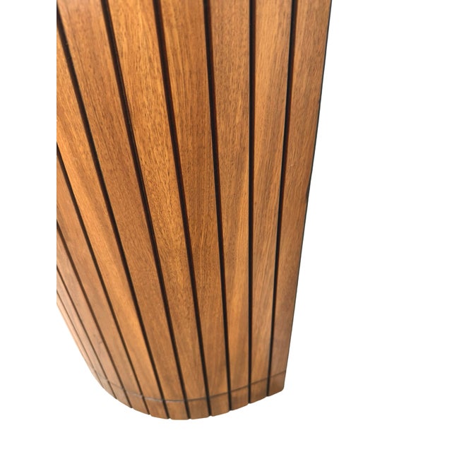 Vintage Mid-Century Modern Slatted Wood Hamper, Slatted Laundry Basket For Sale - Image 9 of 14