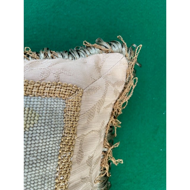 Off-white Vintage Needlepoint Pillow For Sale - Image 8 of 15