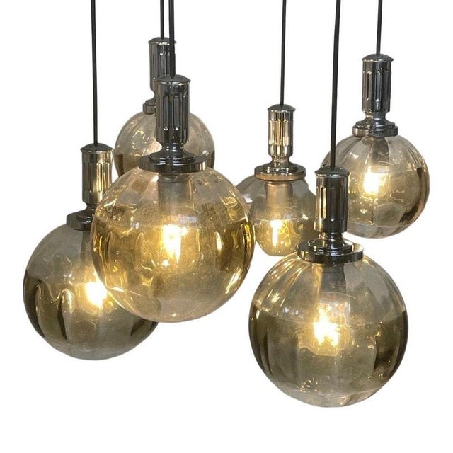Vintage Cascade Hanging Pendant in Smoked Glass, 1960s For Sale - Image 11 of 11