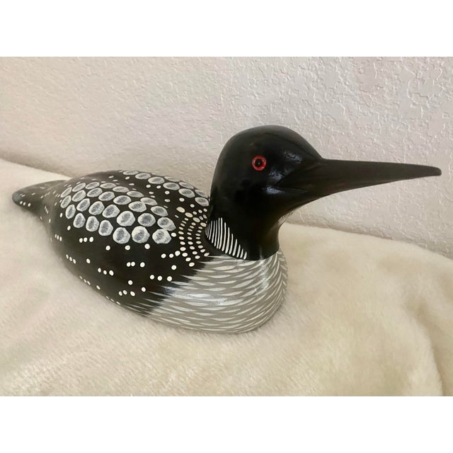 Vintage Folk Art Statue Loon L. L. Bean Carved Wood Vintage Stunningly Exquisite Waterfowl Wooden Decorative Decoy Folk Art Statue Mint Condition For Sale - Image 18 of 18