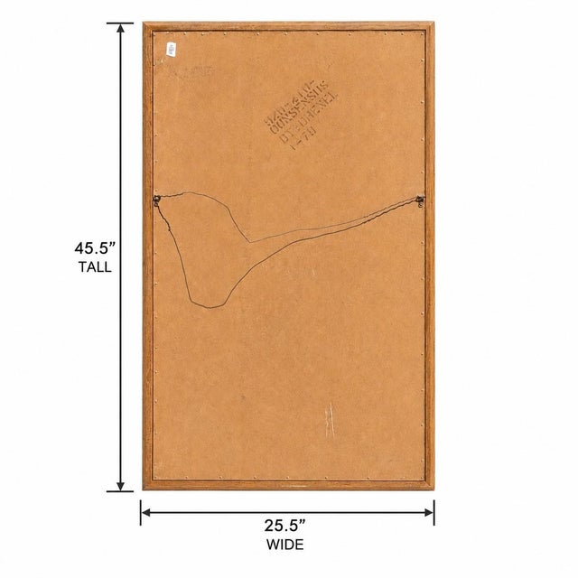 Tan Drexel "Consensus" Collection | Solid Pecan Wood Wall Mirror | Large 45.5 X 25.5 | Mid Century Modern | Vintage For Sale - Image 8 of 10