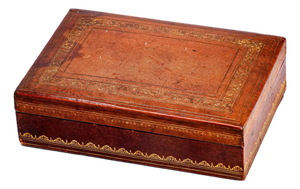Mid Century Vintage Wood Leather Box Dresser Desk Home Decor
