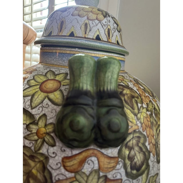 Off-white FloorGinger Jar. Extra Large. Beautifully Painted With Crackle Finished.Italian Design For Sale - Image 8 of 11