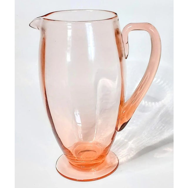 1920s Ballerina Pink Optic Water Pitcher For Sale - Image 4 of 4