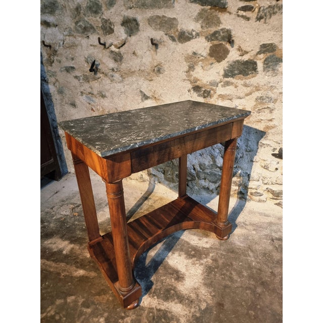 Antique French Console Table with Anthracite Marble Top, 1850 For Sale - Image 12 of 18