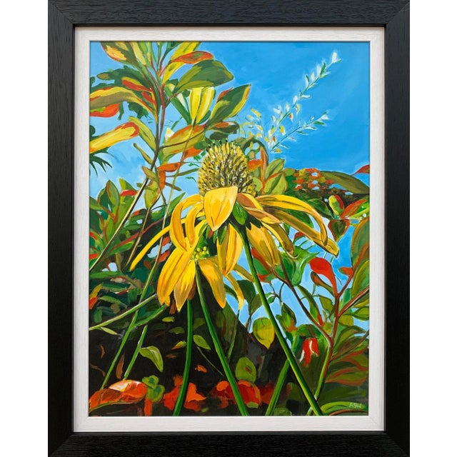 Colourful Original Painting of English Country Garden Flowers by British Artist For Sale - Image 9 of 9