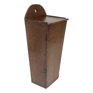 Antique English Oak Wall Candle Box For Sale