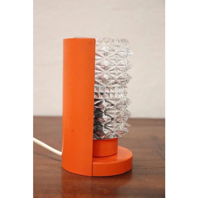 Metal Mid-Century Italian Murano Glass and Orange Metal Table Lamp, 1950s For Sale - Image 7 of 9