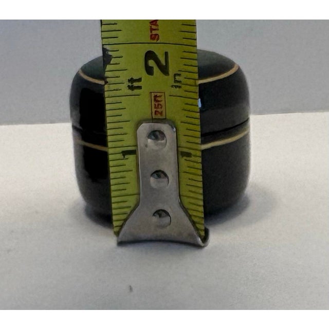 Paint Vintage Black Lacquer Nesting Trinket Boxes Set of 3, Bird of Paradise Hand Painted, Round Jewelry Vanity Storage, Tropical Decor For Sale - Image 7 of 7