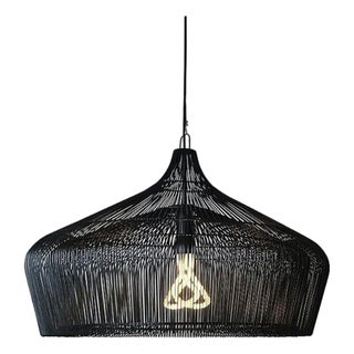 Contemporary Moire by Oggetti Woven Galvanized Iron Suspension Light, Small For Sale