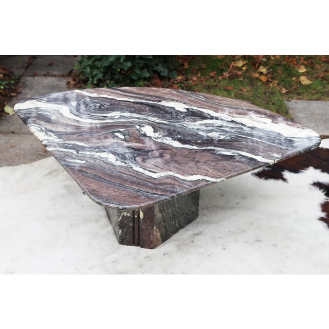 Stone Solid Marble Italian Postmodern 1980s Coffee Cocktail Table For Sale - Image 7 of 12