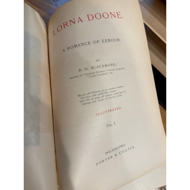 Late 19th Century Antique 1890s Lorna Doone 2-Volume Gilt Set With Original Dust Jackets - Pair For Sale - Image 5 of 16