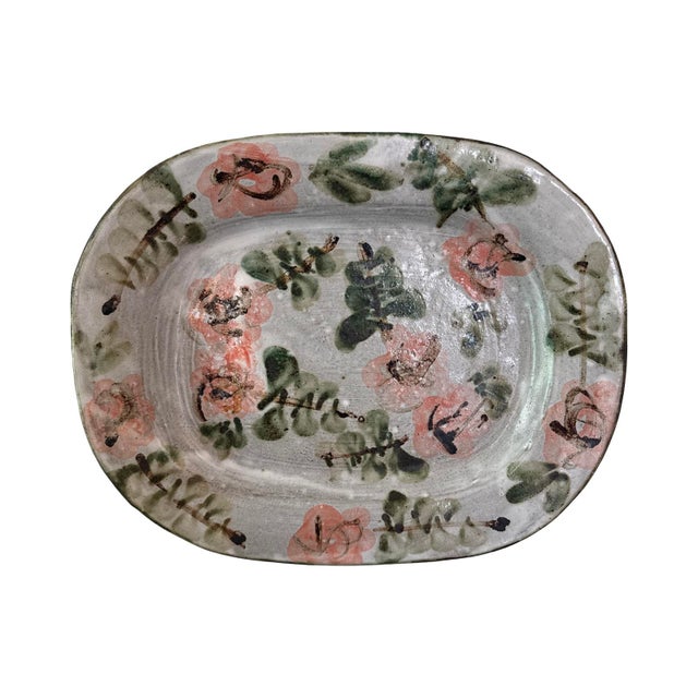 1960s Mid-Century French Vallauris Studio Pottery Floral Wall Platter by Thiry For Sale - Image 5 of 8