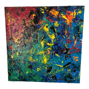 1990s Vintage Abstract Expressionist Acrylic Painting