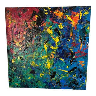 Motivated Seller: 1990s Vintage Abstract Expressionist Acrylic Painting For Sale