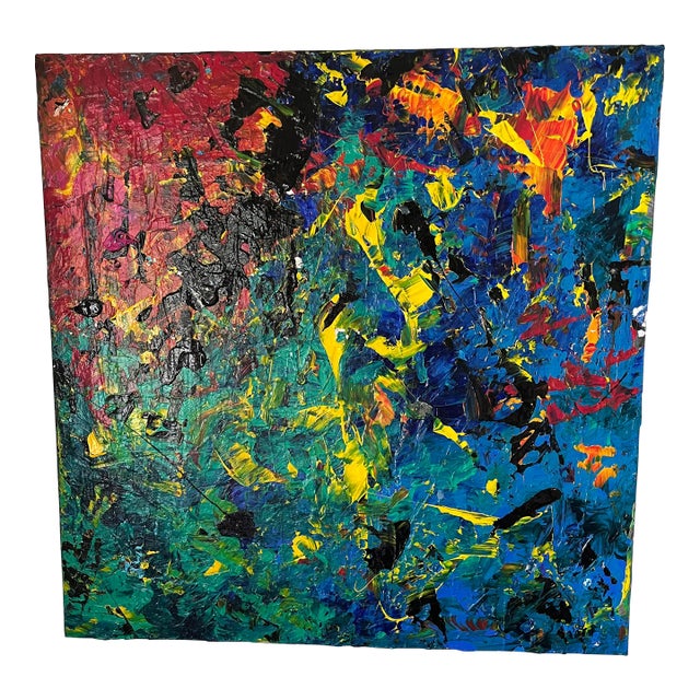 Motivated Seller: 1990s Vintage Abstract Expressionist Acrylic Painting For Sale