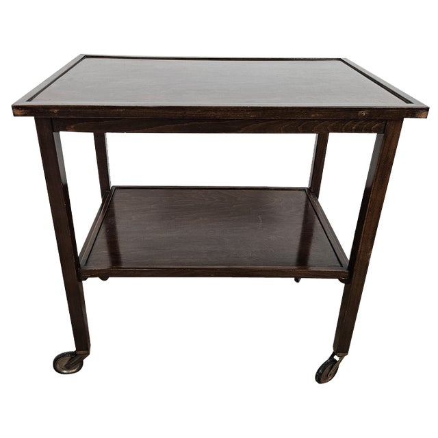 Coffee Table in Bent Beech with Wheels and Two Shelves from Thonet, 1930 For Sale