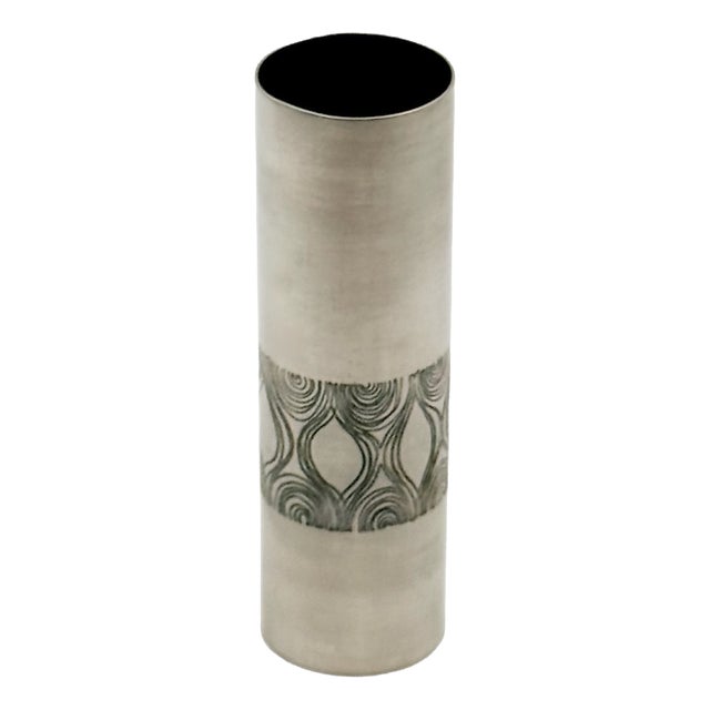 Optical Metal Vase by Atelier Des Orfèvres, Italy, 1970s For Sale