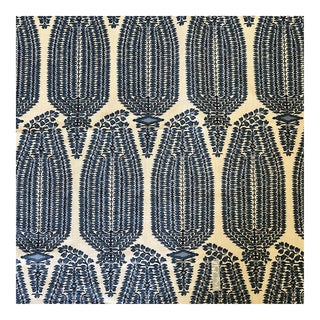 Lisa Fine Ayesha Paisley Blue Linen Fabric - 2 1/4 Yards For Sale