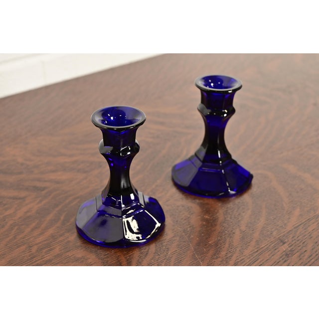 Tiffany and Co. Elsa Peretti for Tiffany & Co. Cobalt Blue Murano Glass Candlesticks, Pair For Sale - Image 4 of 10