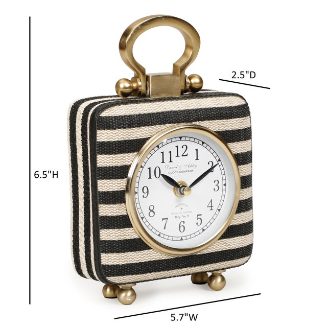 Black Mona Black Striped Standing Accent Clock For Sale - Image 8 of 8