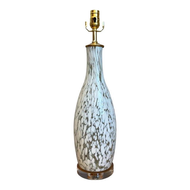 Vintage Speckled Glass Table Lamp For Sale