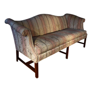 18th Century Chippendale Sofa With a Silk Blend Damask Cover