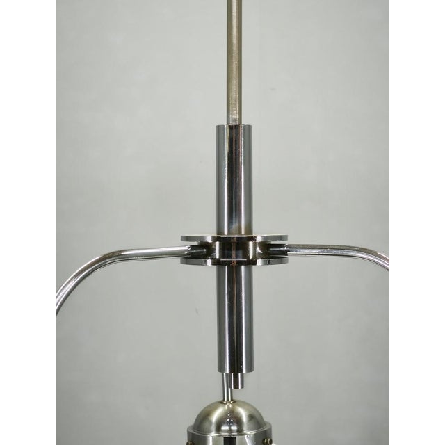 Czech Bauhaus Chandelier with Opaline Glass Globes, 1940s For Sale - Image 12 of 17