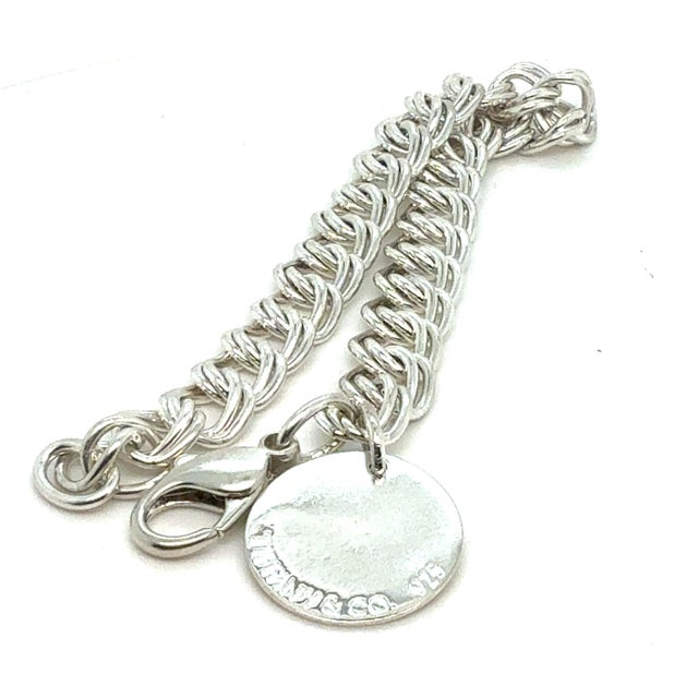 Metal 1990s Tiffany & Co Estate Double Chain Bracelet 7.5" Sterling Silver For Sale - Image 7 of 8