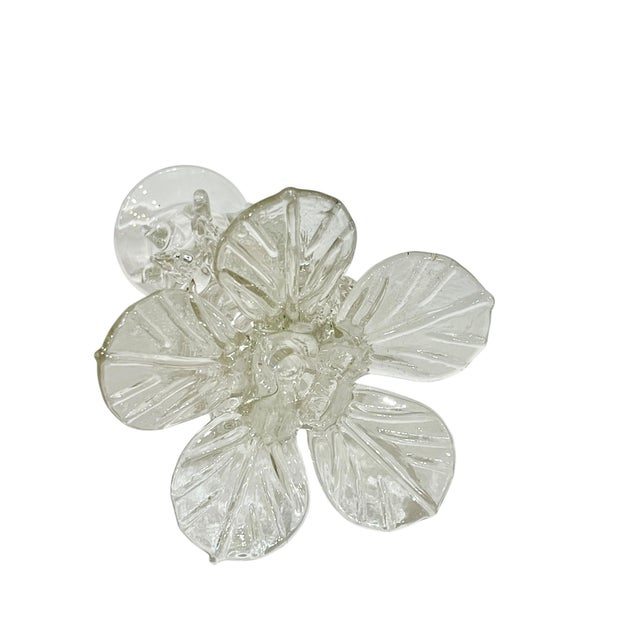 Glass Vintage Handblown Venetian Clear Glass Candlestick For Sale - Image 7 of 7