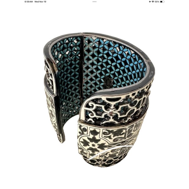 Matthew Campbell Laurenza MCL Cuff Sapphire Enamel Bracelet Bangle 925 Sterling Limited Edition For Sale - Image 11 of 15