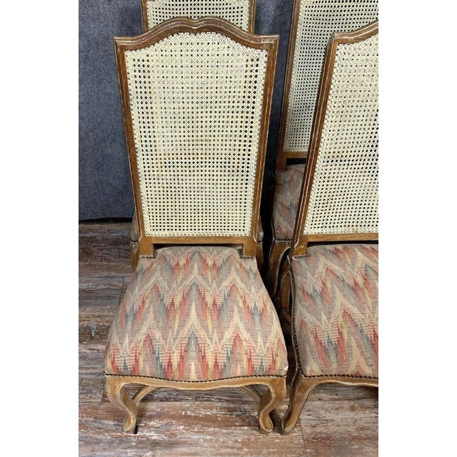 Antique Louis XV Chairs with High Backs in Limed Wood, 1890s, Set of 6 For Sale - Image 4 of 7