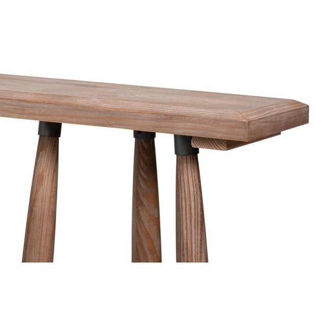 2020s Rustic Carved Leg Console Table in Natural Pine For Sale - Image 5 of 12